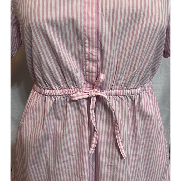J Crew Collared Puff Sleeve Mini Striped Shirt Dress Womens 6 Petal Pink Girly - Picture 2 of 8